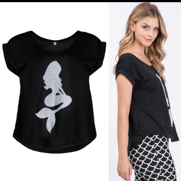 NEW Little Mermaid Ariel Tee Shirt Black Gray - Picture 3 of 3